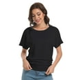 thumbnail image 3 of Womens Short Sleeve Boat Neck Side Shirring Dolman Drape Top, 3 of 6