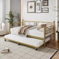 thumbnail image 1 of Tamaño individual size gold metal daybed con trundle floral cabecero heavy duty steel slats ideal para para living & guest rooms, 1 of 7