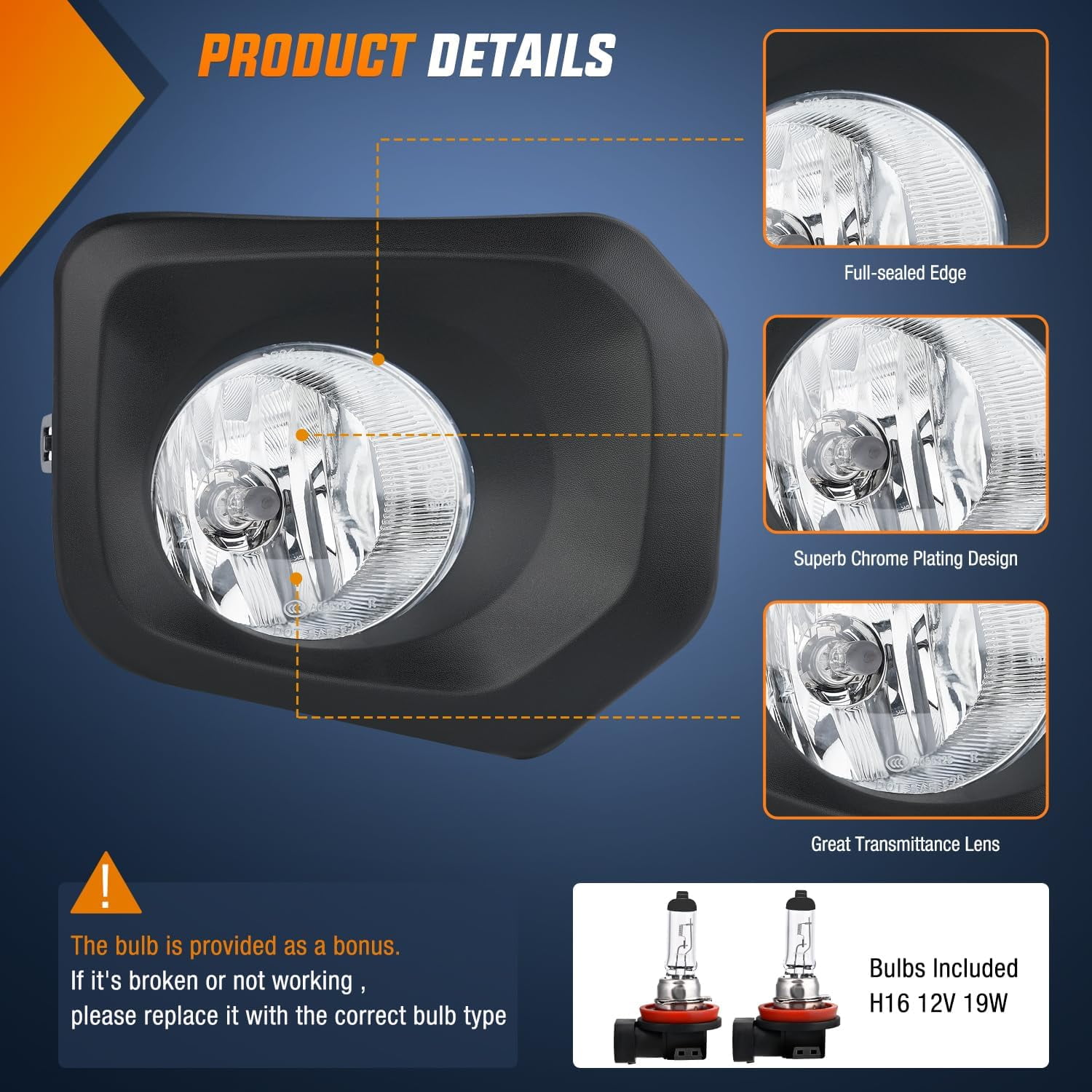 Nilight Fog Lights Assembly Fit for 2016-2023 Toyota Tacoma SR SR5 Model Only Fog Light Replacement Clear Len Driver and Passenger Side
