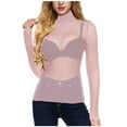 thumbnail image 2 of FAIWAD Long Sleeve Tops for Womens Turtleneck Solid Color See Through Mesh Blouse Casual Loose Bottom T-Shirt, 2 of 8