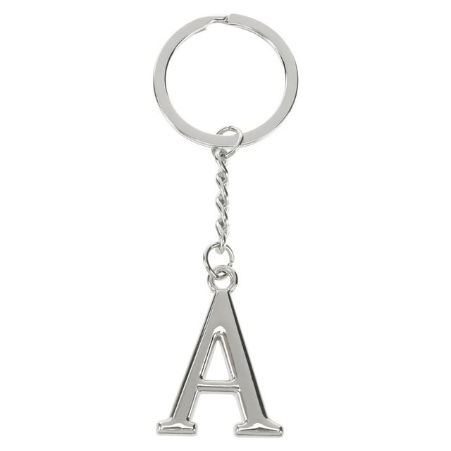 Simple Stylish Letter A Key Chain Metal Key Ring Alphabet Keychain Bag Pendant Charm Birthday Gift (Silver)