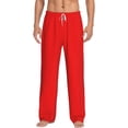 thumbnail image 2 of Picia Red Mens Soft Woven Cotton Elastic Waistband Sleep Pajama Pant Lounge Sleep Pant With Pockets And Drawstring-XX-Large, 2 of 9