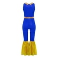 thumbnail image 4 of Miutii Kids Girls Sleeveless Sequin Flare Bell Bottom Jumpsuit Pants Color Block Belted Prom Leotard Blue 8, 4 of 5