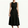 thumbnail image 2 of NSLGXD Cocktail Dresses for Women Smocked Waist Sleeveless Tank Black Dress Formal A Line Flowy Wedding Guest Dress Summer Casual Round Neck Midi Dresses Black Dress,Size S-2XL, 2 of 4