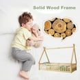 thumbnail image 4 of Twin Size House Floor Bed, Wood Montessori Bed Frame with Fence Guardrails, House Beds for Toddler Kids Girls Boys（Twin,Natural), 4 of 9