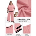 thumbnail image 6 of MINTREUS Lounge Sets for Women Plus Size Pajamas Neck Pullover Top Wide-Leg Pants Women's PJ Casual Set 1X-5X, 6 of 11