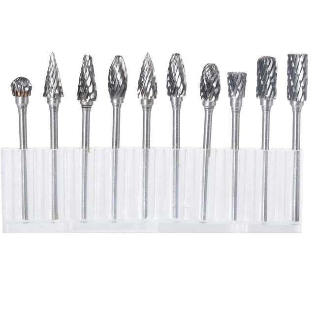 Juego de 10 fresas rotativas de carburo de tungsteno con cabezal de pulido para herramientas rotativas Dremel, perforación y pulido de metales