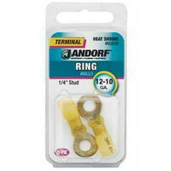 Jandorf 60830 Heat Shrink Terminal Ring, 12-10 Gauge AWG, Yellow