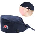 thumbnail image 4 of Scrub Cap Women ECG Heart Embroidery Adjustable Anti Sweat Button Scrub Cap Bouffant Hat, 4 of 7
