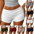 thumbnail image 2 of Umfun Women's Low Rise Stretch Yoga Shorts with Fold Over Waistband - Comfy Athletic Workout Shorts for Gym Training & Summer Daily Wear, 2 of 9
