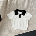 thumbnail image 4 of Back to School Boys Shirt Henley Short Sleeve Button Closure Color Block Polo Shirts Basic Classic Pullover T Shirts, 150, 4 of 7