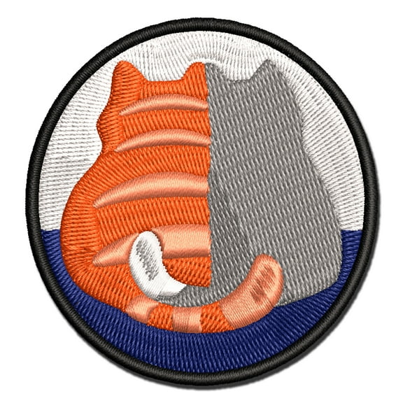 Pair of Cuddling Cats Applique Multi-Color Embroidered Iron-On Patch - 2.5 Inch Small