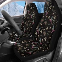 Uorisanigo Car Seat Covers Front Seats Only, 2-Piece Soft Plush Hummingbird Print Seat Covers for Cars, Universal Car Interior Cover Seats Protection for Trucks SUV