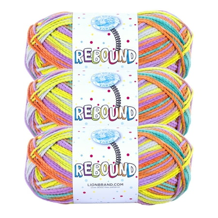 Lion Brand Yarn Rebound Rubber Elastic Medium Nylon Multi-Color Yarn 3 Pack