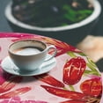 thumbnail image 3 of Ambesonne Floral Boho Fitted Round Tablecloth, Fantasy Tiger Lily Art, 56"- 60" Diameter, Dark Coral Hot Pink, 3 of 5