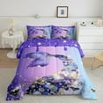 thumbnail image 2 of Mermaid Tail Queen Comforter Set Purple Sequin Fluid Art Down Comforter,Crystal Diamond Bedding Sets,Nautical Sea Animal Duvet Insert Coastal Creature Ocean Decor, 2 of 7