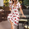 thumbnail image 3 of Bingfone Strawberry Print Women’s Short Sleeve Dress, Comfortable Casual Dress, Stylish Summer Dress with Stretchy Fit for Daily Wear, 3 of 6