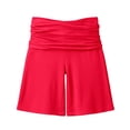 thumbnail image 4 of Arlun Womens Plus Size Yoga Workout Shorts Stretchy Ruched High Waist Summer Fold over Shorts Solid Color Casual Loose Fit Knee Length Loungewear Short Pants for Daily Versatile Red XS, 4 of 5