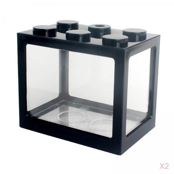 2 piezas acuario pecera Mini bloques de construcción Zulema decoración del hogar negro Tanque de acuario de escritorio