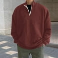 thumbnail image 2 of Miluxas Mens Quarter Zip Pullover Lightweight Sweater Casual Long Sleeve Half Zip Sweatshirt Wine, 2 of 6