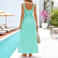 thumbnail image 4 of Women's Summer Dresses Plaid Flowy Maxi Beach Dress Sleeveless Square Neck A-Line Casual Beach Vacation Long Sundress, 4 of 6