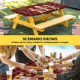 thumbnail image 6 of Gingerbread Christmas Table Cloths for 8 Foot Rectangle Tables, Xmas Balls Branches Red Buffalo Plaid Patio Waterproof Elastic Fitted Tablecloths, Washable Rectangular Table Cover for Camping, 6 of 8