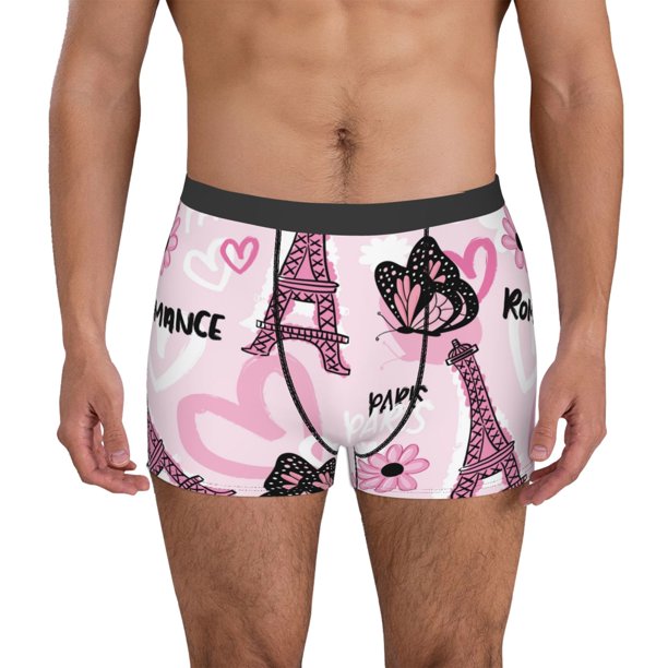 Fotbe Eiffel Tower and Butterflies Calzoncillos Tipo Boxer con Bolsa de Soporte Total para Hombre, X-Temp Fresco, Transpirable y de Secado Rápido-X-Large