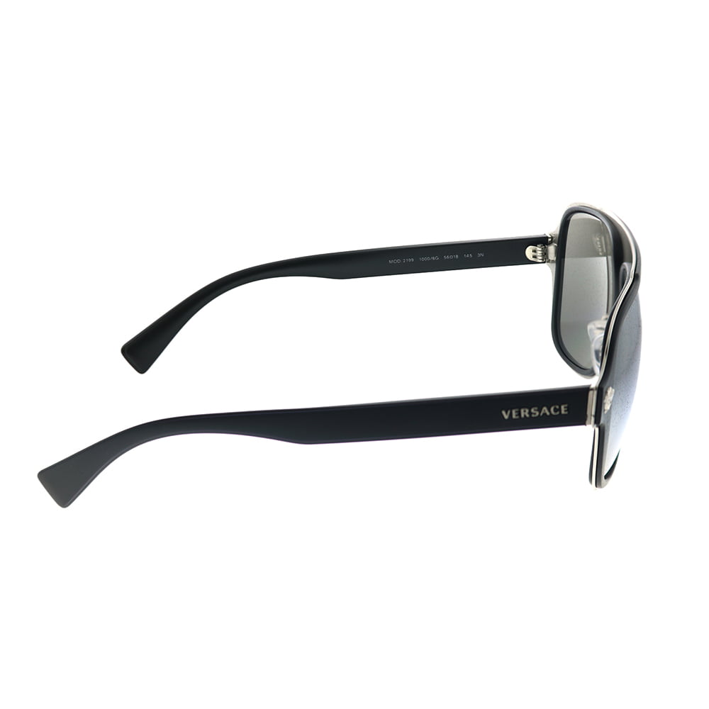 Versace VE2199 MEDUSA CHARM 10006G 56M Matte Black/Light Grey Mirror Silver Square  Sunglasses For Men 