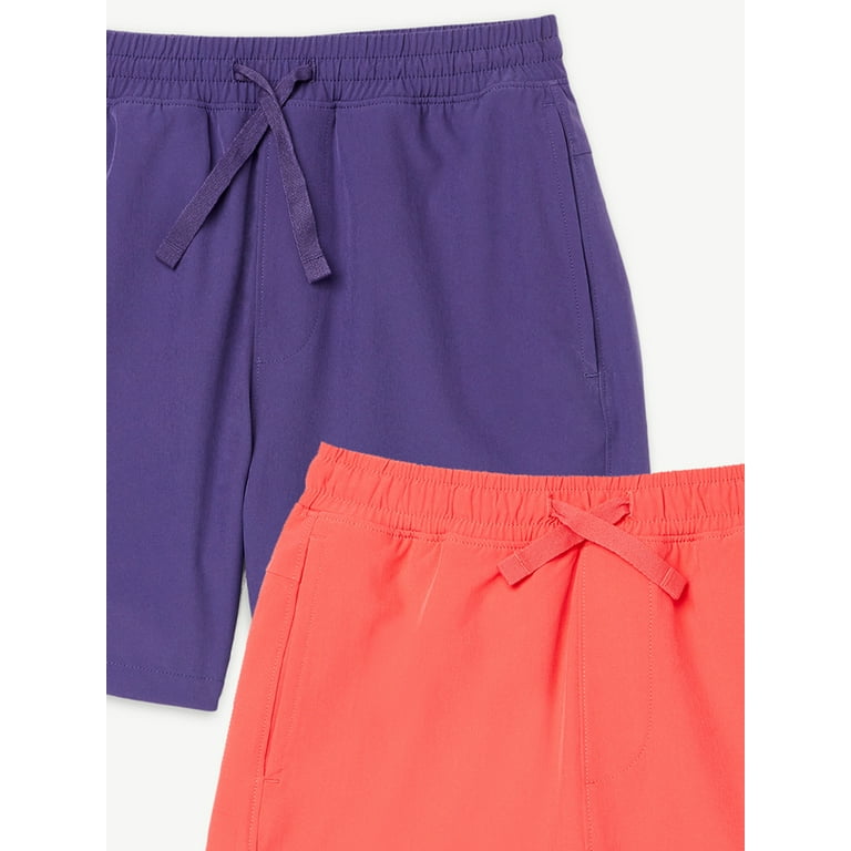 Free Assembly Boys 4-Way Stretch Active Shorts, 2-Pack, Sizes 4-18