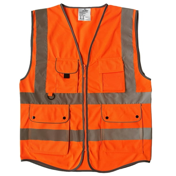 ALEKO Safety Vest Large Size with Pockets Class 2 ANSI ISEA