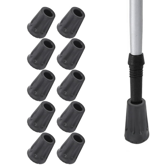 Protectores de punta de poste para cubierta de pie, 10 piezas de puntas de goma para bastón de trekking al aire libre para bastón de trekking Cubierta de punta redonda Funcionalidad versátil