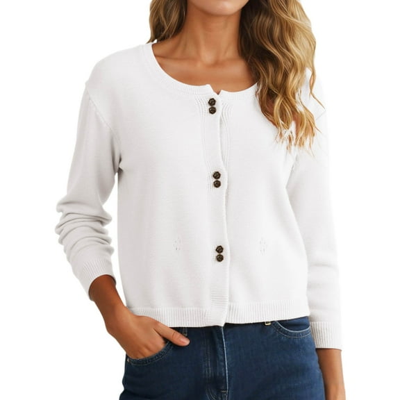 Arlun Cardigan Sweaters for Women Soft Lightweight Button down Sweater Cardigans Long Sleeve Open Front Long Sleeve Comfort Short Outerwear White One Size