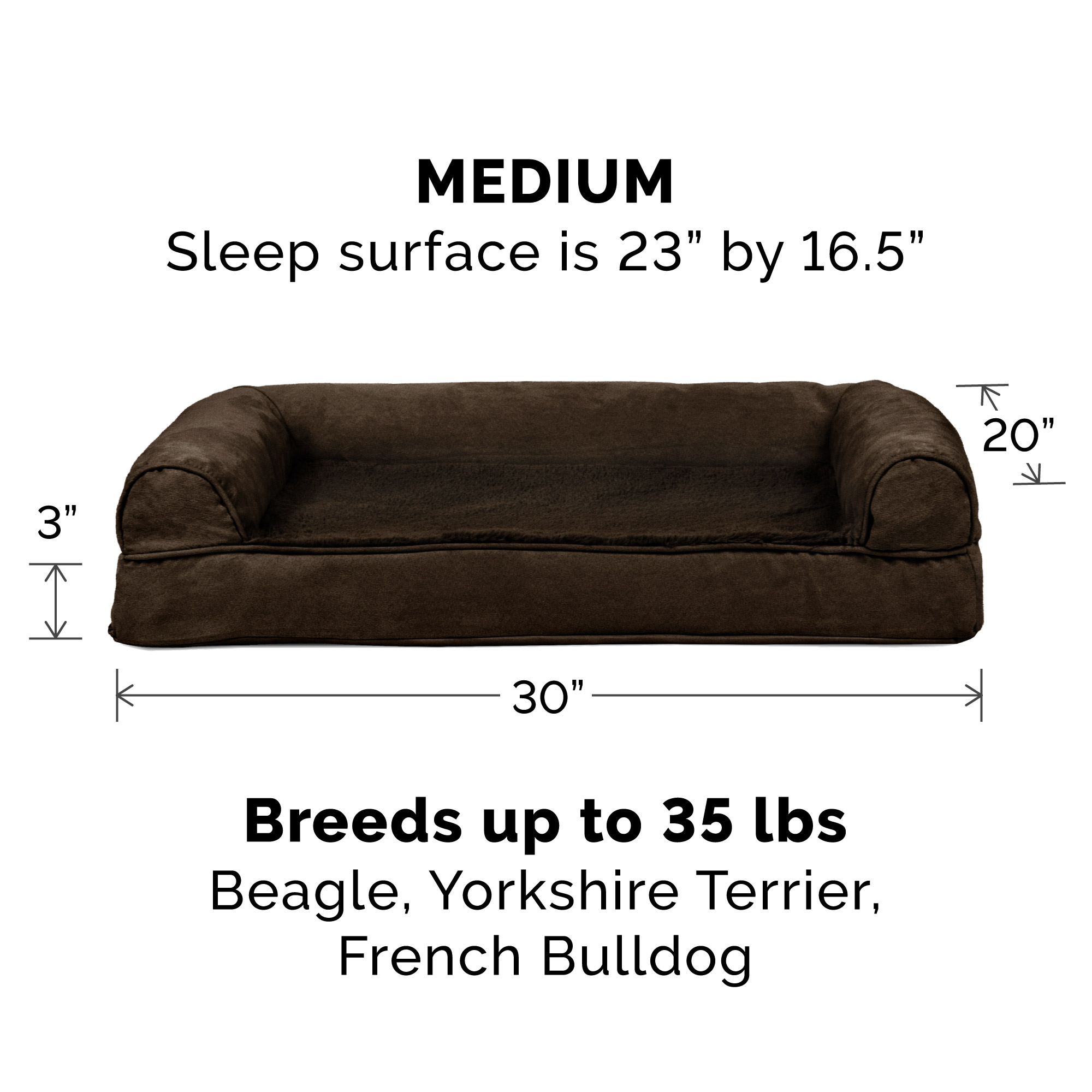 FurHaven Plush & Suede Orthopedic Sofa Pet Bed for Dogs & Cats - Espresso, Medium