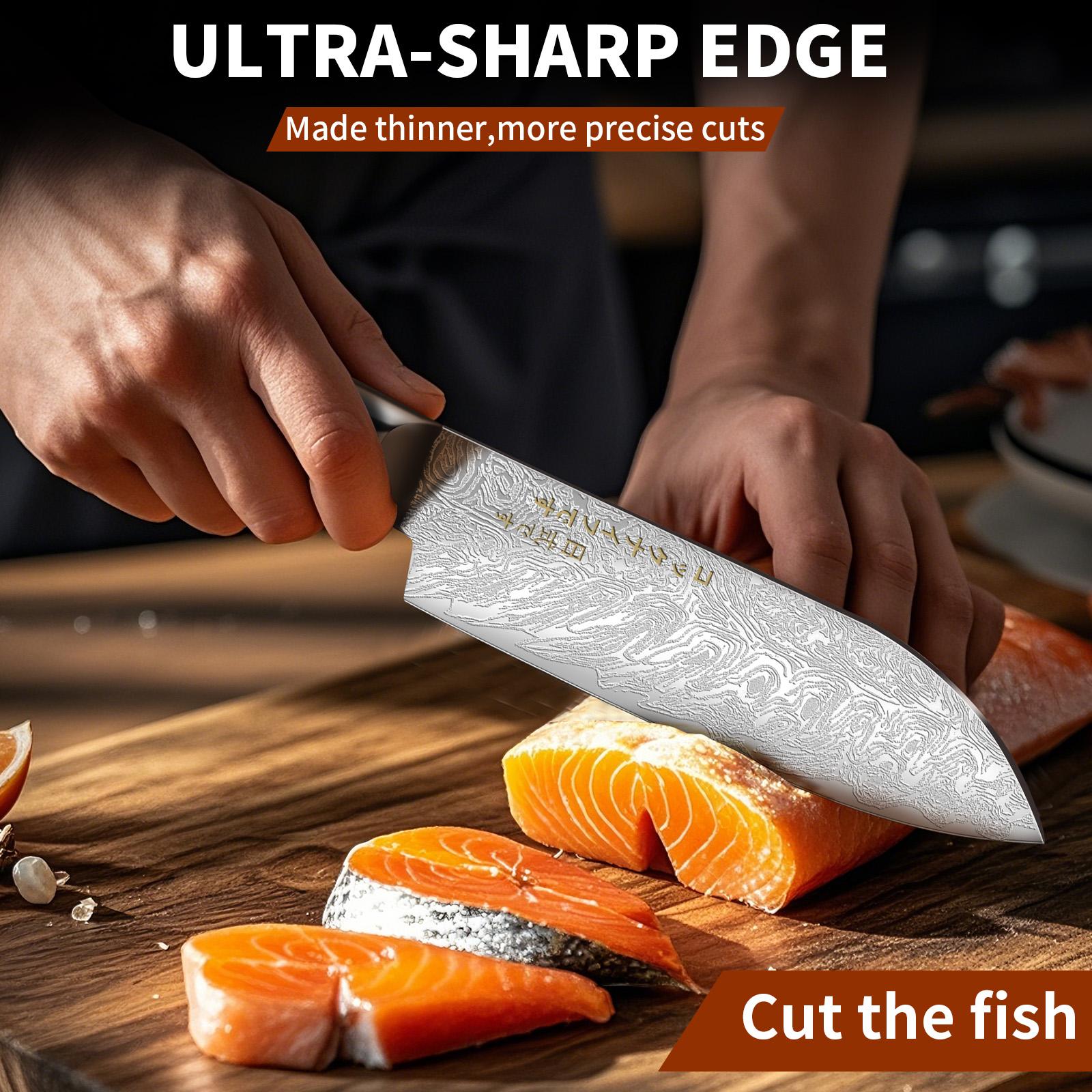 4pcs Japanese All Steel Kitchen Knives Block Set, Sharp Blade Chef Knife with Imitation Wooden Handle, Professional Cutting Tool for Bone, Meat, Fish, Vegetables. Ideal Chef Christmas Gift.