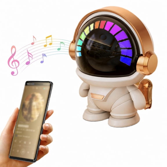 Astronaut-shape Bluetooth Speaker with RGB Dynamic Lights, 3W 360 Sound, 24H Playtime USB-C Speaker for Home Office, Summer Gift for Music Lovers
