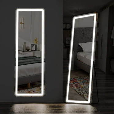 BIGLEAP 21” x 64” White Modern LED Lighted Full Length Floor Mirror