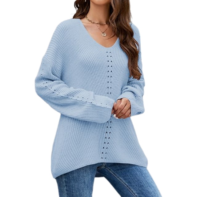 Jerseys de ganchillo para mujer, suéter de invierno de color sólido, traje diario de punto acanalado FLhrweasw Nuevo
