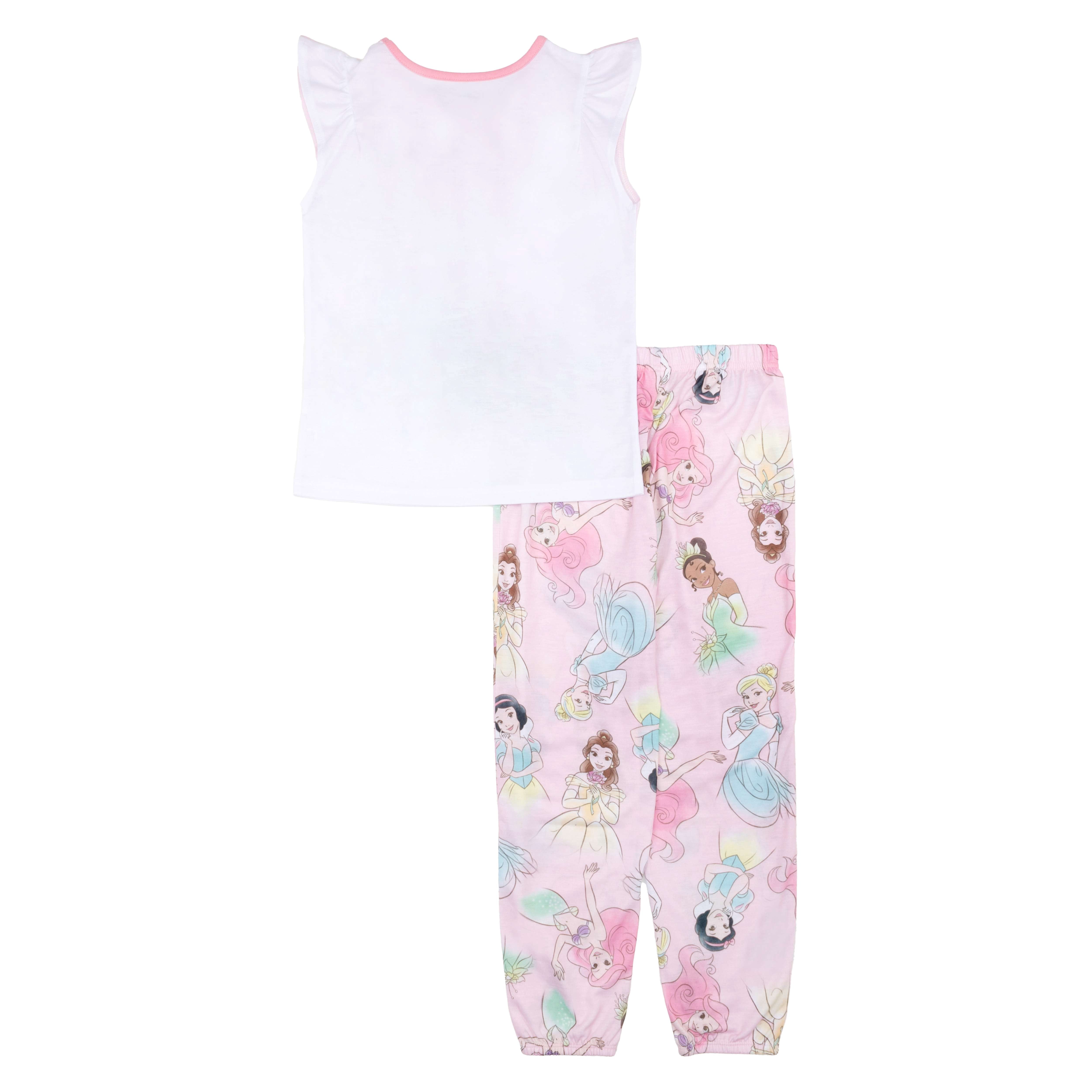 Disney Princess Girls Short Sleeve and Pant Pajama Set, Sizes 4-10