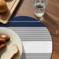 thumbnail image 3 of Navy Blue Grey Stripe Round 15 Inch Placemats Set of 4, Modern Art Horizontal Striped HeatResistant Non Slip Place Mats for Dining Table, Wipeable Braided Kitchen Table Mats for Housewarming, 3 of 9