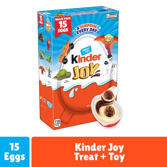 Kinder Joy Egg, Treat Plus Toy, Sweet Creams and Chocolatey Wafers, Individually Wrapped, 15-count, 10.5 oz