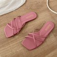 thumbnail image 4 of Mepaouo Strappy Flat Sandals for Women Square Open Toe Slides Slippers Summer Beach Shoes Flip Flops, 4 of 6