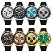 OLEVS Watches for Men Chronograph Multifunction Sport Silicone Luxury Dress Moon Phase Quartz Male Watch Waterproof Mens Wrist Watches Reloj para Hombre,plated golden/Black/White/Blue/Grey Dial