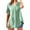Mint Green, variant on Women's Linen Shirt Large Size, Short Sleeve, V Neck, Solid Color Linen Blend, Elegant, Versatile
