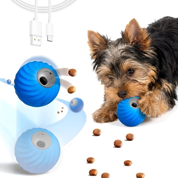Risehigh Interactive Dog Toys Ball, 2 in 1 Dispensing Dog Puzzle Toy Puppy Enrichment Toys Food Dispenser Slow Feeder Pet Automatic Rolling Chase Toys to Keep Small Medium Large Dogs Cats Busy