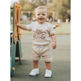 thumbnail image 6 of BemeyourBBs Toddler Baby Boy Little Brother Big Brother Matching Outfit Infant Boys Summer Clothes Waffle Knit Short Sleeve Letters Embroidery Romper T Shirt with Shorts Set, 6 of 9