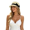 thumbnail image 3 of Wide Brim Sun Hat Women Neck Flap Summer Wide Brim Uv Protection Fishing Hat Summer Sun Visor Hats Tops Beige One Size, 3 of 6