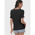 thumbnail image 3 of Women's Square Neck Tops Ruffle Trim Sleeve T-Shirts for Summer Casual Short Tees, 3 of 7