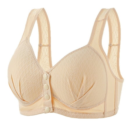 Gnurob Women Front Close Bras Minimizer Bralette Strenchy Racerback Bra Full Coverage Bralettes Cozy Breathable Brassiere Soft T-Shirt Padded Underwear Clearance Saving Beige 42