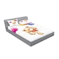 thumbnail image 2 of Ambesonne Colorful Fitted Sheet & Pillow Sham Set, Teddy Bear with Baloon, Full, Multicolor, 2 of 2