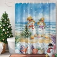 thumbnail image 4 of Shower Curtain 54"W x 78"L Winter Ocean Beach Snowman Christmas Coral Shell Fabric Shower Curtains Set with Hooks Water Repellent Bathroom Curtains Machine Washable Bathroom Accessories, 4 of 9